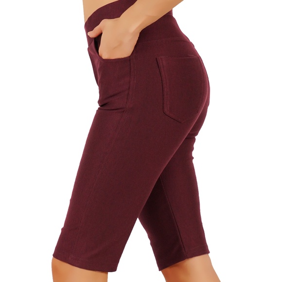 Ponte Knit Slim Fit Short Pull-Up Style Leggings - Picture 2 of 3